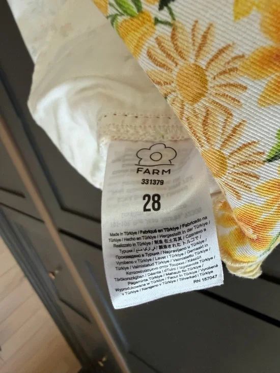 FARM Rio Floral Yellow Belted Denim Mini Skirt | M - Picture 9 of 10